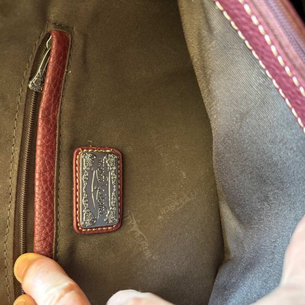 Trinity Ranch Tooled Wine Red Leather Handbag - image 5